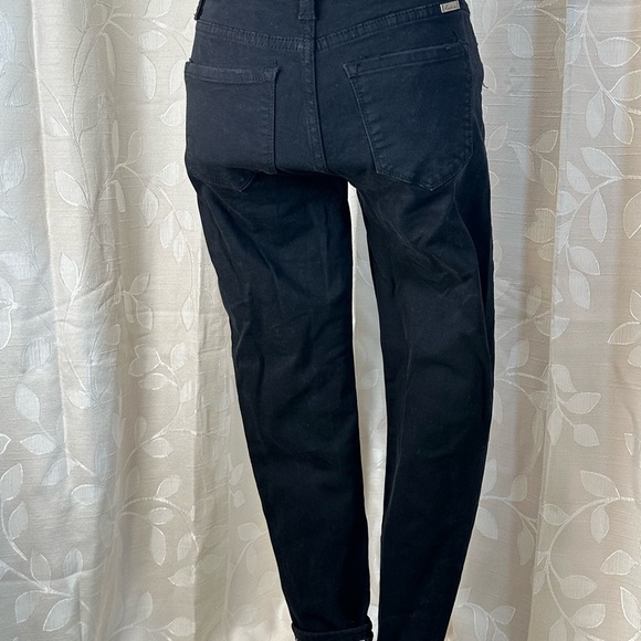 KanCan Women’s 7/27 Black Distressed Leopard Patch Boyfriend Jeans - Picture 3 of 11